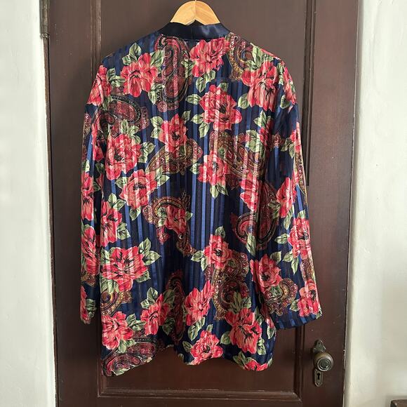 90s VICTORIA'S SECRET Gold Label | Shadow stripe Floral Satin Nightgown | Large - Picture 6 of 6